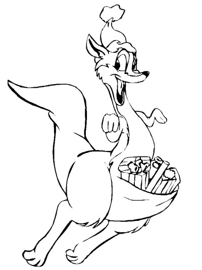 Christmas kangaroo coloring page