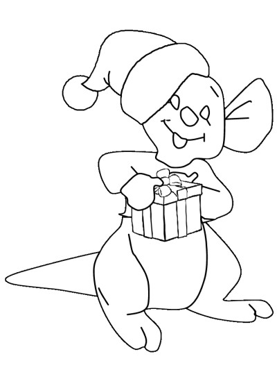 Christmas kangaroo coloring page