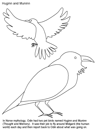 Huginn and Muninn coloring page