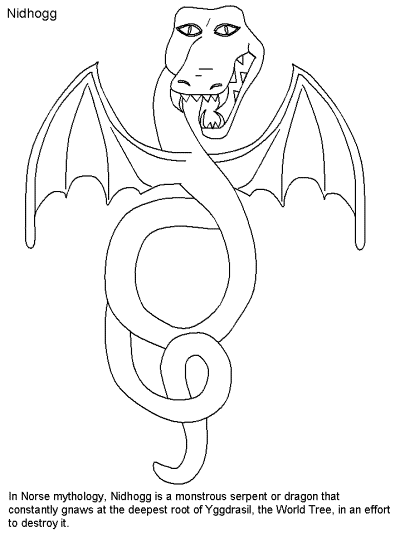 Norse Mythology - Nidhogg coloring page