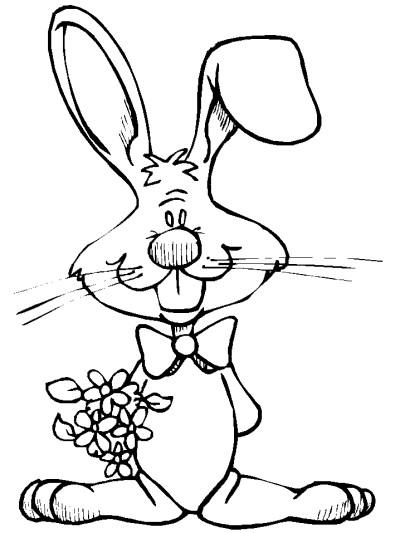 rabbit and flowers coloring page