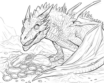 monsters and creatures - dragon coloring page