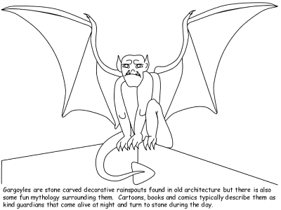 monsters and creatures - gargoyle coloring page