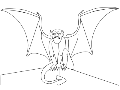 monsters and creatures - gargoyle coloring page