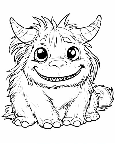 monsters and creatures - Furry monster coloring page