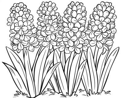 coloring page of hyacinth flowers