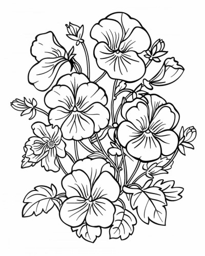 realistic pansy coloring page