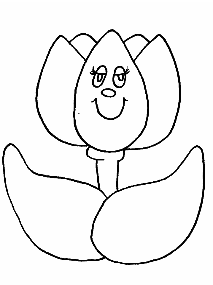 coloring page of a cartoon tulip with a face
