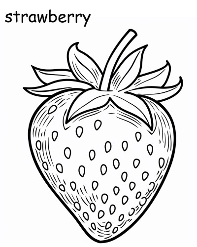 strawberry with label coloring page