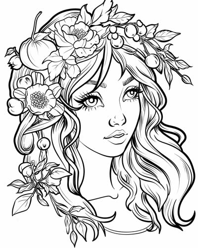 Persephone, Greek Goddess of Spring coloring page