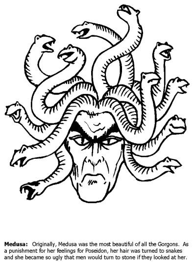 monsters and creatures - Medusa coloring page