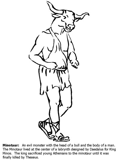 monsters and creatures - minotaur coloring page