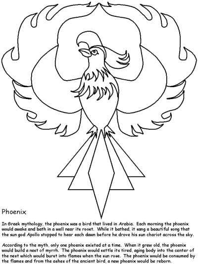monsters and creatures - phoenix coloring page