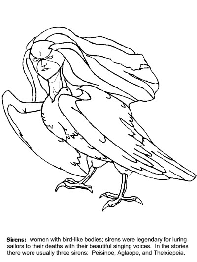 monsters and creatures - siren coloring page