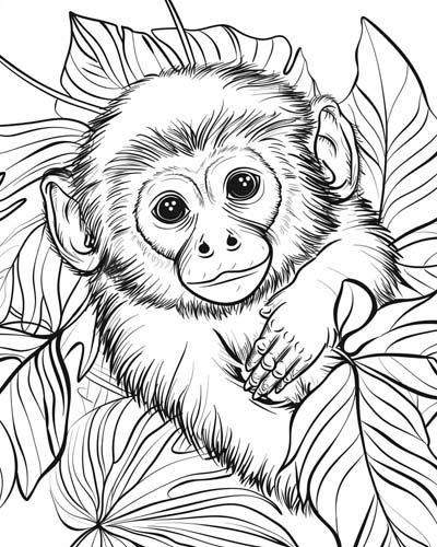 capuchin monkey coloring page