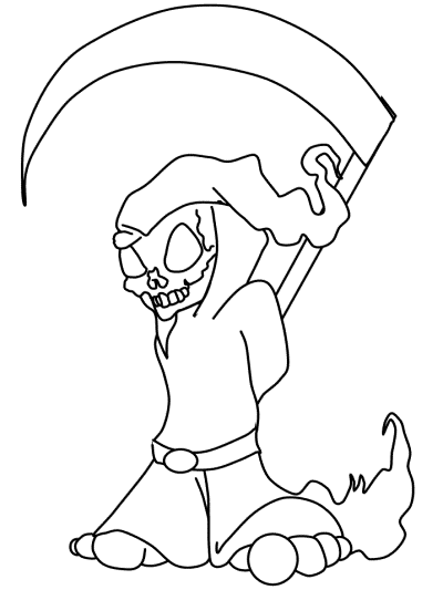 monsters and creatures - grim reaper coloring page