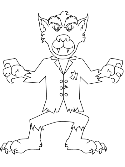 monsters and creatures - werewolf coloring page