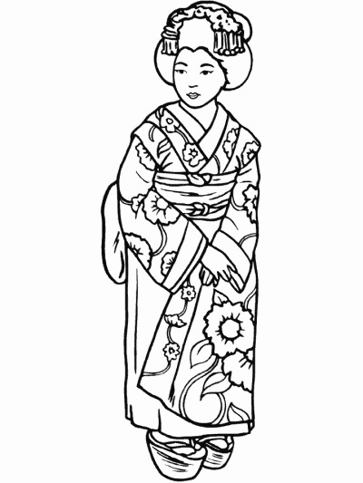 Japanese kimono coloring page