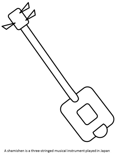 Japanese shamishen coloring page