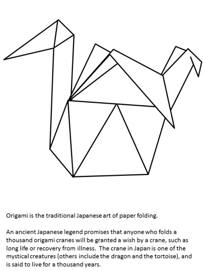 Japanese origami crane coloring page