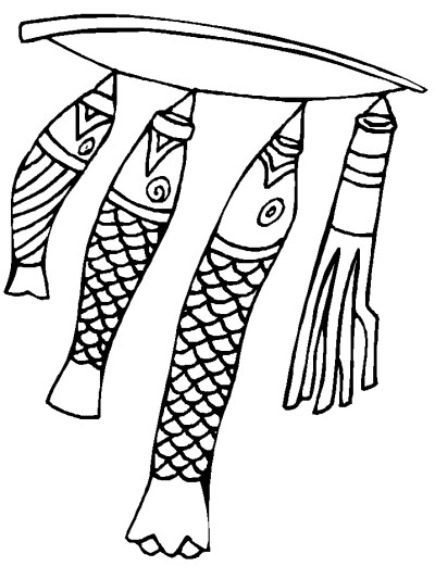 Japanese carp flags coloring pages