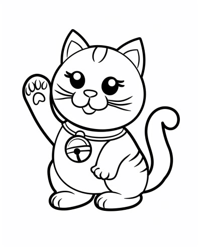 coloring page of a maneki neko