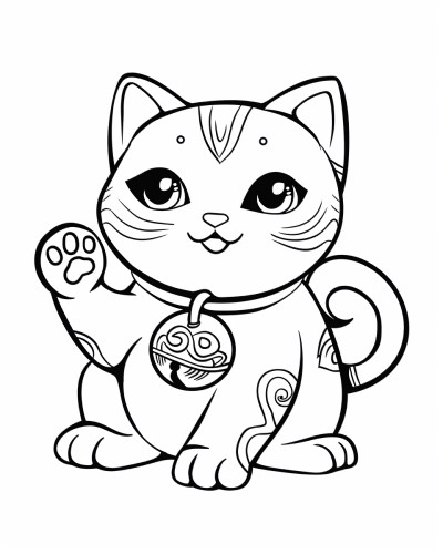 coloring page of a maneki neko