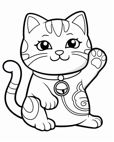 coloring page of a maneki neko
