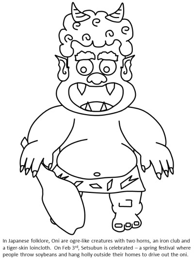 monsters and creatures - oni coloring page