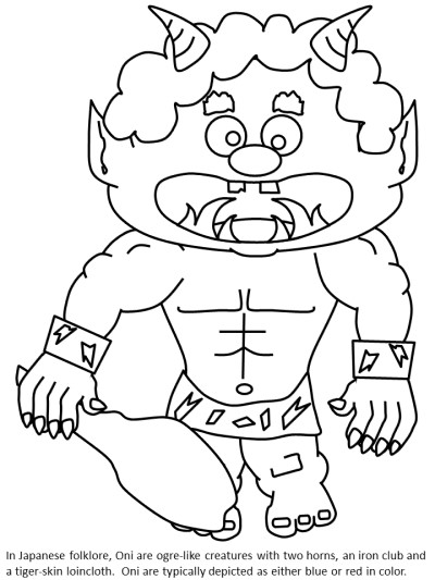 monsters and creatures - oni coloring page