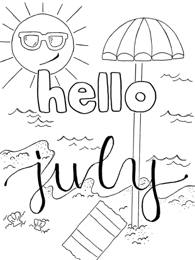 summer july coloring page