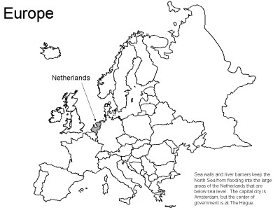 netherlands in Europe map coloring page