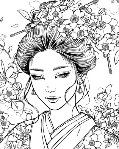 japanese princess coloring page