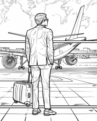 waiting for a flight coloring page