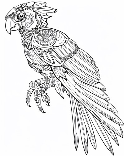 cogwheel parrot coloring page