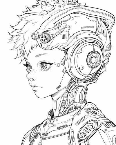 cyborg coloring page