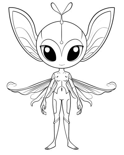 pretty alien coloring page