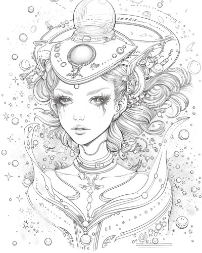 alien woman coloring page