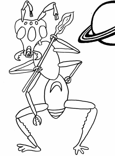 monsters and creatures - space alien coloring page