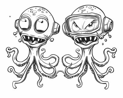 octo-alien coloring page