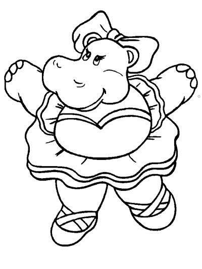 ballerina hippopotamus coloring page