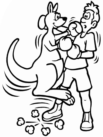kangaroo boxing coloring pages