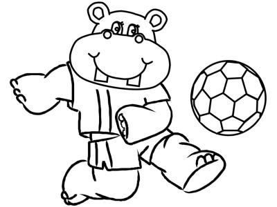 hippopotamus playing soccer coloring pages