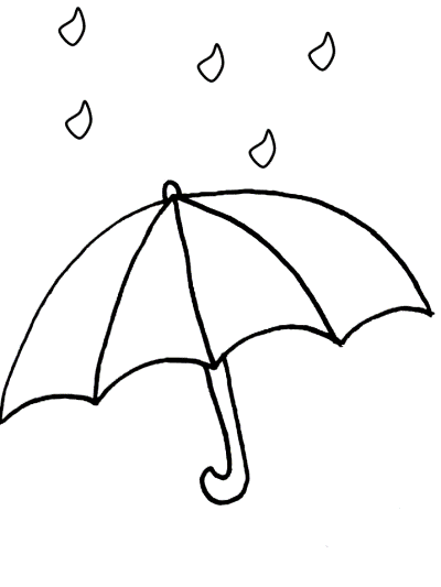 umbrella and rain coloring page