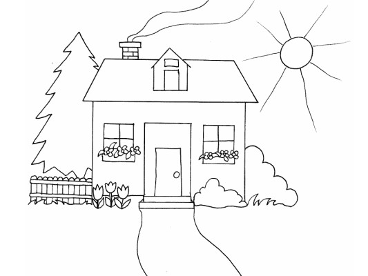 Spring house coloring page