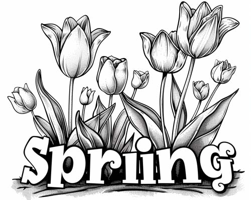 word art coloring page - spring