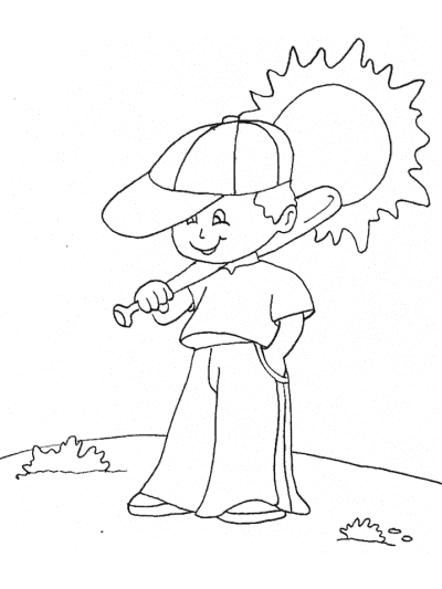 summer baseball coloring page