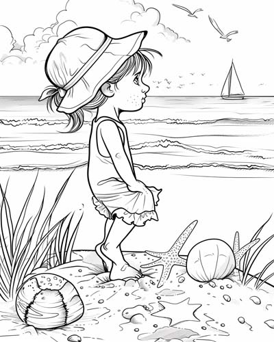summer at the beach coloring page