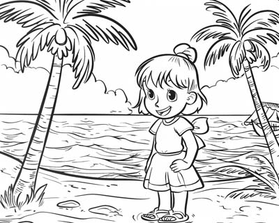 summer at the beach coloring page