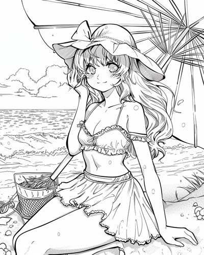 summer at the beach coloring page